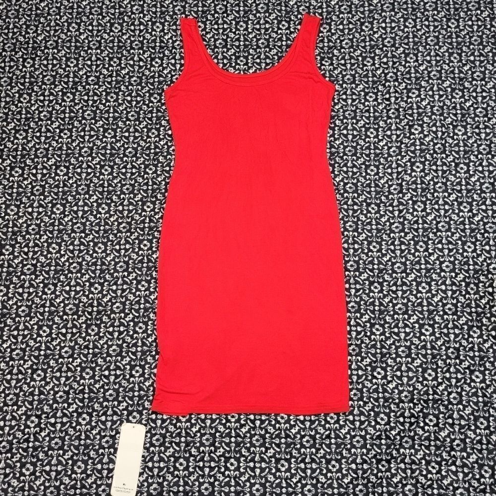 Red Ribbed Summer Dress  